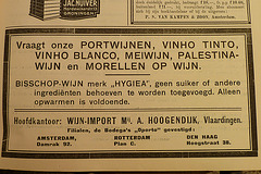 Old advertisements – Portwijn, Vinho Tinto, Vinho Blanco, Meiwijn, Palestinawijn en Morellen op wijn