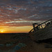 Sunrise and the wreck.