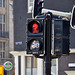 Red traffic light with waiting time
