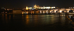 Prague Charles Bridge and Mala Strana from Nove Mesto night 1