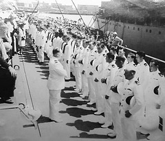 Photo of my father at the commissioning of the last ship he served on in WWII.  Found on the internet.