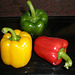 Green, yellow and red pepper.