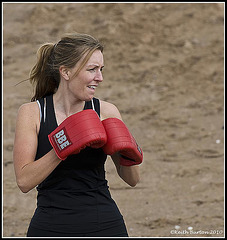 Boxing on the beach.