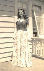 Dad's cousin Ruth in her prom dress, c. 1945