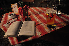After my tea: book and a glass of beer
