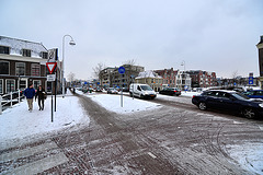 Snow traffic jam in Leiden