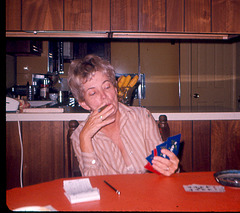 Mom was always serious about her card playing.