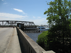 Old bridge, with yacht