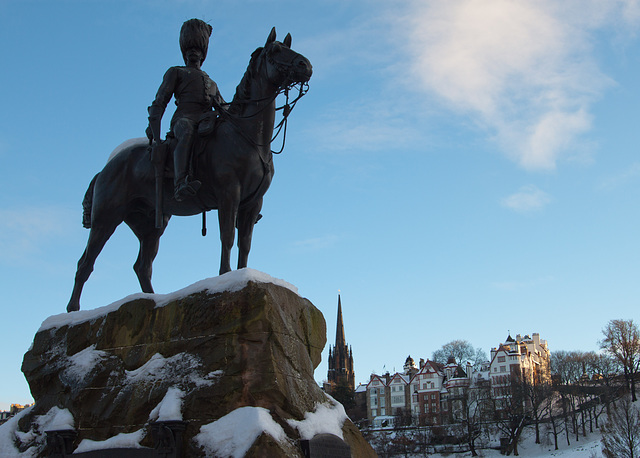 Royal Scots Greys Memorial in the snow