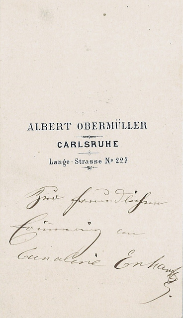 Caroline Erhartt's autograph on the reverse Caroline Erhartt's autograph on the reverse