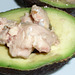 Avocado filled with cod liver