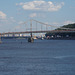 Dnepr und Fußgänger Brücke