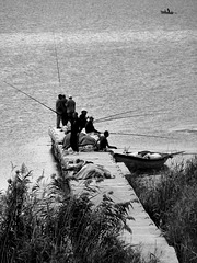 Liqenas- Fishing from the Jetty (Grayscale)