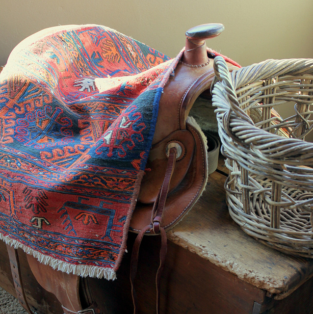 Old blanket and saddle