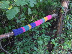 Striped Yarn Bomb 1