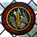 Grotesque Stained Glass Roundel in the Cloisters, October 2010