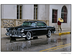 Chrysler Imperial and Pedestrian in Rain