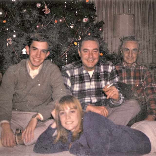 Rick, Karen, Carl and Grandpa Rudy.  Christmas, 1965