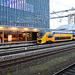 Two trains at Leiden Central station