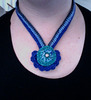 Crocheted Button Necklace, blue