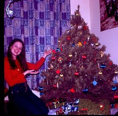 Mary, 1972, Showing off her tree trimming skills