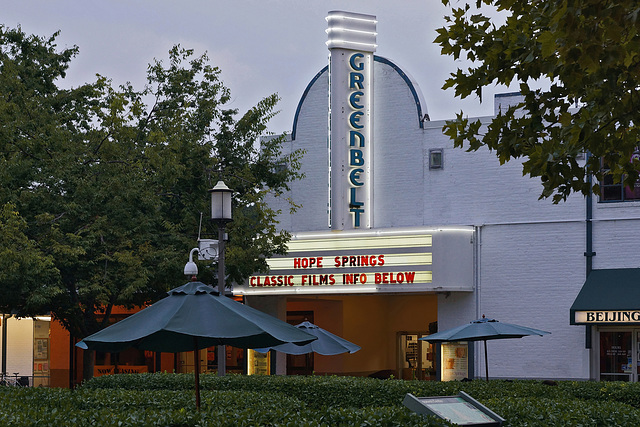 The Greenbelt Theatre at Dusk – Roosevelt Center, Greenbelt, Maryland