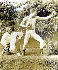 Possibly an army boxer and his trainer c1914