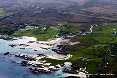 Aerial - more empty west coast beaches - Looking towards Romach from above the Island of Eigg