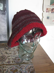 Crocheted Red/Maroon/Grey Hat