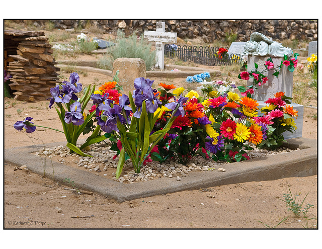 San Ysidro Church Cemetary grave with flowers