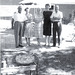 Uncle Nick, Aunt Esther, his wife; Grandma Grossenbach; Aunt Lorraine, Uncle Dick's wife; Grandpa G., our backyard in Highland Park, 1961