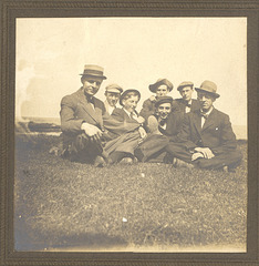 Summer, c. 1904. My grandfather and his cousins, chillaxin' on the lawn..