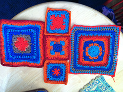 Set of 5 crochet squares for swap