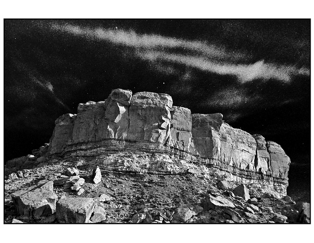 Mesa in moonlight black and white