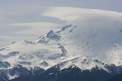 Mt. Rainier (under cloud to right) and Little Tahoma Peak