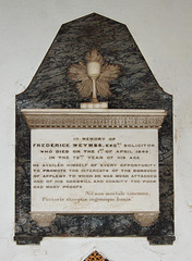 Memorial to Frederick Weymss, Saint Lawrence's Church, Boroughgate, Appleby In Westmorland, Cumbria