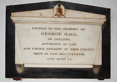 Memorial to George Hall, Saint Lawrence's Church, Boroughgate, Appleby In Westmorland, Cumbria