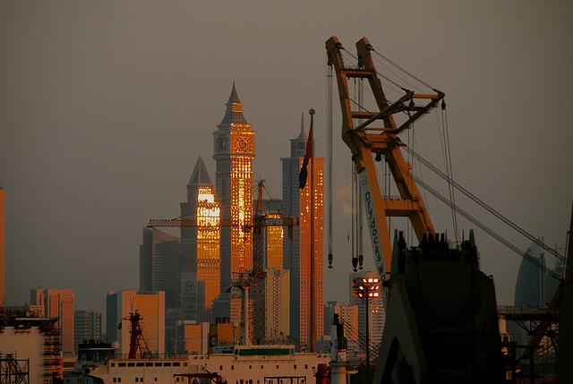 Dubai sky line from the dry docks