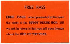 Free Pass to the Buddy Deane Hop