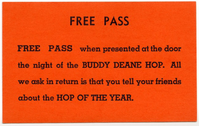 Free Pass to the Buddy Deane Hop