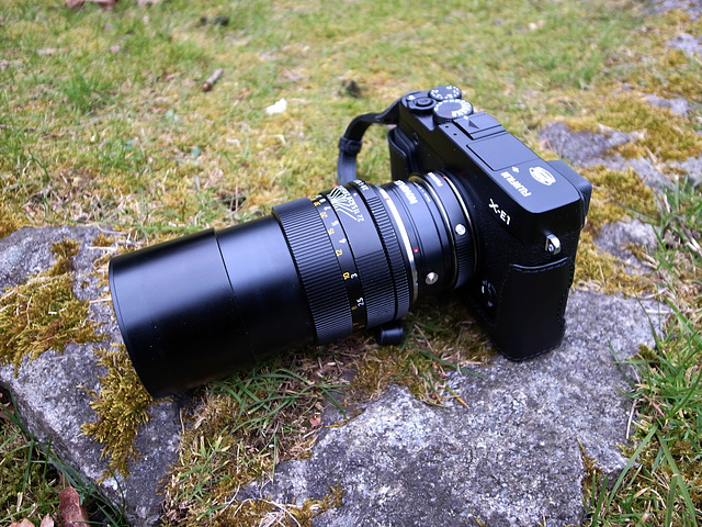 Fuji X-E1 & Leica Elmarit 135mm f2.8 R mount + Leitax + Novoflex + Fuji M Mount adaptor