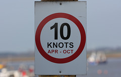 Marine speed limit sign, Felixstowe, Suffolk, England