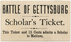 Battle of Gettysburg Scholar's Ticket