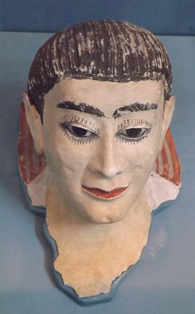 Painted Plaster Mask of a Young Man with Inlaid Eyes in the British Museum, May 2014