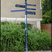 old blue signpost