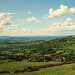 Cleeve Hill, Gloucestershire, looking towards the Malvern Hills, Worcestershire, England.