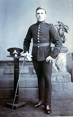 Photo of Royal Artillery Gunner with Bamboo Stick & Peaked Cap c1910