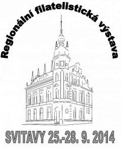 Logo de Tutŝtata/Regiona filatela ekspozicio en Svitavy 25.-28.9.2014