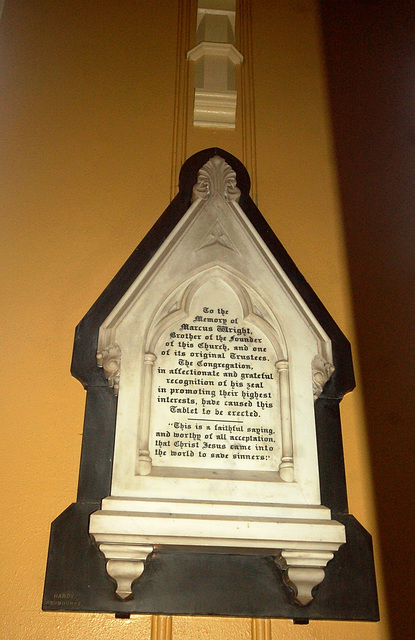 Memorial to Marcus Wright, St John's Church, Buxton Road, Ashbourne, Derbyshire