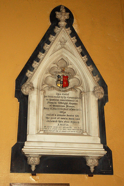 Memorial to Francis Wright (1806-1873), of Osmaston Manor, St John's Church, Buxton Road, Ashbourne, Derbyshire